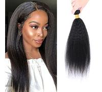 Yaki Straight Human Hair Bundles，Kinky Straight Hair 1 Bundle 18 inch，10A Grade Unprocessde Brazilian Vingin Remy Human Hair Weave Extensions For Black Women Natural Color