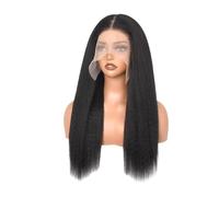 Yaki Straight Human Hair Wig Full 13x6 HD Transparent Lace Wigs 200 Density Pre Plucked for Women Natural Black Adds Volume(22 inch)