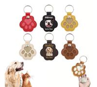 Yakify Custom Cat Dog Hair Keychain Personalized Pet Hair Pendant Custom Leather Paw Shaped Keyring with Photo Text Name for Pet Memorial Gifts Keepsake