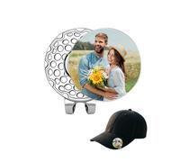 Yakify Custom Golf Ball Marker Hat Clip Personalized Magnetic Golf Ball Marker with Photo Logo Text Gifts for Men Women Dad Husband Golfer Fathers Day (Round)
