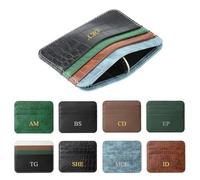 Yakify Personalized Credit Card Holder Wallet with Gold Silver Initial letters for women, custom PU Leather Ultra Slim Wallet Thin Minimalist Card Case Protector Front Pocket Wallets for Men Women