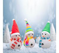 YAKii Christmas Decorations 7.3'' LED Snowmen Lamp Color Changing with Colorful Hat & Scarf Christmas Desk Decor for Battery Operated Indoor Home Holiday Decorations,Set of 3