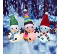 YAKii Christmas Decorations 7.3'' LED Snowmen Lamp Color Changing with Colorful Hat & Scarf Christmas Desk Decor for Battery Operated Snowman Home Christmas Decorations Indoor,Brown,Set of 3