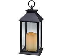 YAKii Hanging Glass Panes Lantern Portable Led Candle Light Operated by 3AAA Batteries for Garden Yard, Indoor & Decoration(Black)