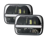 YAKISA Front Light Assembly Assy For Jeep For Wrangler YJ For Cherokee XJ H6054 H5054 H6054LL 69822 6052 6053 5 X 7 InchBlack Projector LED Headlight 7"x 6"Headlight