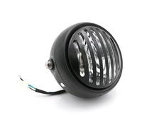 YAKISA Motorcycle Headlamp Assembly For CG125 GN125 CB CL For Racer For Bobber Motorcycle 35W Halogen Headlight Black Metal Retro Headlight Round(Black-white glass)