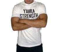 YAKKA Strength Workout T Shirt for Men - Bodybuilding Gym Slim Fit Stretch Tee (XL, White)