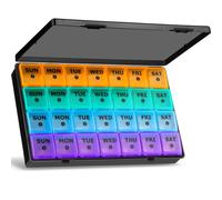 Yaklim Monthly Pill Box Organiser: Extra Large Monthly Pill Organiser 4 W aily Pill Container with Dust-Proof Tablet Case - 28 Day Travel Medicin