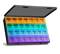 Yaklim Monthly Pill Box Organiser: Extra Large Monthly Pill Organiser 4 Week Daily Pill Container with Dust-Proof Tablet Case - 28 Day Travel Medicine Dosette Box XL Copartments Vitamin Holder