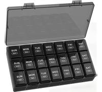 Yaklim Weekly Pill Box 7 Day 3 Times a Day, Large Daily Tablet Organiser Morning Noon Evening, Portable Travel Medication Dispenser BPA-Free, Light-Proof Vitamin Holder for Supplements
