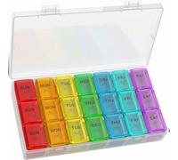 Yaklim Weekly Pill Box 7 Day 3 Times a Day, Large Daily Tablet Organiser Morning Noon Evening, Portable Travel Medication Dispenser BPA-Free, Light-Proof Vitamin Holder for Supplements