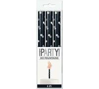 YAKODO® Black/Silver Ice Fountain Candles Birthday Party Cake Topper, 3 Ice Fountain x 15cm