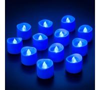 Yakpo 12 Pack Flameless Blue Tea Light Battery Operated, Blue Flickering Flame LED Votive Tealight, Electric Fake Candles Bulk for Home Table Wedding Party Birthday Halloween Christmas Decorations
