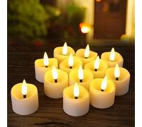 Yakpo 12 Pack LED Timer Tea Lights Battery Operated, Flameless Flickering Electric Timer Votive Candles, Small LED Flicker Fake Tealight Candle Bulk for Christmas Halloween Pumpkin Light Decorations