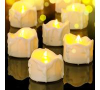 Yakpo 12 Pack Timer Tea Lights Candles Battery Operated, Flameless Flickering LED Timer Votive Tealight, Outdoor Flicker Electric Fake Candles Bulk for Christmas Halloween Pumpkin Light Decorations