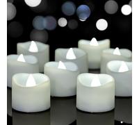 Yakpo 24 Pack Cool White LED Timer Tea Lights Candles Battery Operated, White Flickering Flameless Votive Tealight, Electric Small Flicker Fake Candle Bulk for Christmas Halloween Pumpkin Decorations