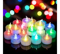 Yakpo 24 Pack Fast Colour Changing Tea Lights Battery Operated, Flameless Flickering Electric Coloured Votive TeaLights, Flicker LED Colourful Candles Bulk for Christmas Party Halloween Decorations