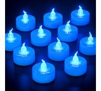 Yakpo 24 Pack LED Blue Tea Light, Battery Operated, Flameless Blue Flickering Flame LED Votive Tealight, Electric Fake Candle Bulk for Wedding, Party, Halloween, Christmas Decorations