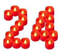 Yakpo 24 Pack LED Red Tea Light Battery Operated, Flameless Flickering Red Votive Candles Flicker Electric Tealight Small Fake Candles Bulk for Christmas Halloween Wedding Romantic Party Decorations