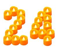 Yakpo 24 Pack Orange LED Tea Light Battery Operated, Flameless Flickering Votive Candles Tealight Battery Powered, Outdoor Electric Fake Candles Bulk for Christmas Halloween Pumpkin Holder Decorations