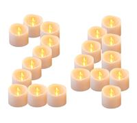 Yakpo 24 Pack Warm Yellow LED Timer Tea Light Candles Battery Operated, Flameless LED Flickering Votive Tealight, Electric Small Flicker Fake Candle Bulk for Christmas Halloween Pumpkin Decorations