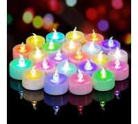 Yakpo 24 PCS Slowly Colour Changing Tea Lights Battery Operated, Flameless Flickering Electric Coloured TeaLights, LED Colourful Flicker Votive Candles Bulk for Christmas Party Halloween Decorations