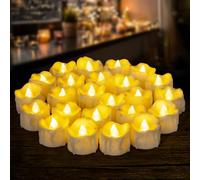 Yakpo 24 Pieces LED Timer Tea Lights Battery Operated Flameless Flickering Electric Timer Candles Artificial Outdoor Candles Bulk Pack for Halloween Pumpkin Christmas Decorations