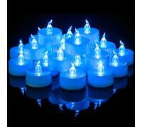 Yakpo 36 Pack Blue LED Tea Light Battery Operated, Flameless Blue Flickering Votive Tealight, Electric LED Fake Candle Bulk for Wedding, Blue Party, Christmas, Halloween Pumpkin Lights Decorations