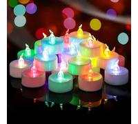 Yakpo 36 Pack Slowly Colour Changing Tea Lights Battery Operated, Flameless Electric Coloured Flicker Votive TeaLights, Colourful Flickering Candles Bulk for Christmas Party Halloween Decorations