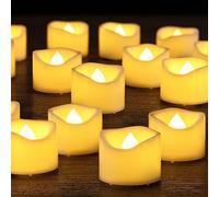 Yakpo 48 Pack 3.8cm x 3cm Tea Lights Candles Battery Operated, Flameless Flickering LED Tealights Electric Realistic Flicker Votive Candles Bulk for Wedding Table Halloween Pumpkin Light Decorations