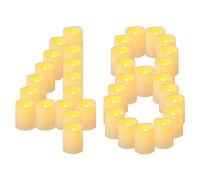 Yakpo 48 Pack 5cm Flameless Flickering Electric Votive Candles Battery Operated, LED Fake Votive Tea Lights, LED Flicker Tealight Candle Bulk for Patio Halloween Lantern Wedding Party Decorations