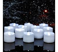 Yakpo 48 Pack Cool White Flickering Timer Tea Lights Battery Operated, Flameless LED Votive Tealight, Small Electric Flicker Fake Candle Bulk for White Christmas Halloween Pumpkin Light Decorations