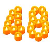 Yakpo 48 Pack Flameless Orange Tea Light Battery Operated, Flickering LED Votive Candles Tealight Battery Powered, Outdoor Electric Fake Candles Bulk for Christmas Halloween Pumpkin Holder Decorations