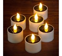 Yakpo 6 Pack Flameless Waterproof Solar LED Tea Lights for Garden Lanterns