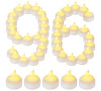 Yakpo 96 Pack Waterproof LED Floating Tea Lights, Flameless Flickering Battery Operated Outdoor Tealight Candles, White Water LED Votive Candle Bulk for Wedding Centerpiece Vase Halloween Decorations