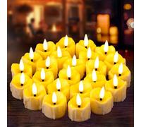Yakpo Pack of 24 LED Timer Tea Lights Battery Operated Flameless Flickering Electric Timer Votive Candles, Outdoor LED Flicker Tea Lights Large Quantity for Christmas Halloween Pumpkin Light
