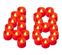 Yakpo Pack of 48 LED Tea Lights Red Battery Operated Flameless Flickering Candles Electric Tea Lights for Outdoor Artificial Candles Bulk Pack for Christmas and Valentine's Day Decorations