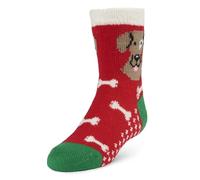 Yaktrax Cabin Socks,Aloe-Infused Double-Layer Cosy Socks with Plush Lining,Ultra-Soft & Fully Cushioned for Warmth & Comfort,Stylish Winter Gift for Indoor & Outdoor Wear,Red,UK Kids Size 10-2.5