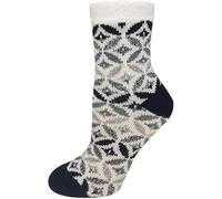 YakTrax Cabin Socks, Aloe Infused Soft & Cozy Ultra-Warm Slipper Socks, Giftable, One Size, Crew, Soft Texture Inside Keeps Toes Comfy, Red Snowflake