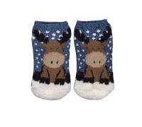 YakTrax Cabin Socks, Aloe Infused Soft & Cozy Ultra-Warm Slipper Socks, Giftable, One Size, Crew, Soft Texture Inside Keeps Toes Comfy, Children, Moose on Snow