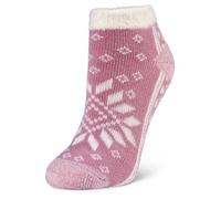 Yaktrax Cabin Socks Low Cut,Aloe-Infused Double-Layer Cosy Socks with Plush Lining,Ultra-Soft & Fully Cushioned for Warmth & Comfort,Stylish Winter Gift for Indoor & Outdoor Wear,Pink,UK Size 3-7