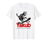 YAKUB - Cute Boy Name with cool with cool Cat & Skateboard T-Shirt