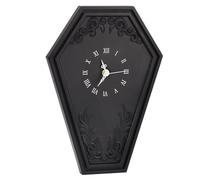 Yakucho Coffin Shape Wall Clock - Gothic Theme Decor Wall Art Decorations - Creepy Movie Plaque,Steampunk Baroque Black Resin,Dark Aesthetics Gifts for All Goth (AA Battery NOT Included)