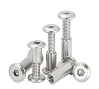 YAKUFAST 2-10pcs M3~M8 304 Stainless Steel Furniture Nut With Screw Flat Hex Splint Combination Album Butt Account Book Nail((OD8mm) m6x50 5pcs)