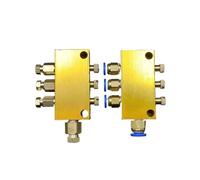 YAKUFAST 2/3/4/5/6/7/8/9/10/12 Way 6mm in 4mm Out Compression/Push in Brass Adjustable Lube Oil Distributor Value Manifold Block(12 Way,Compression)