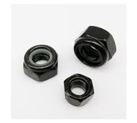 YAKUFAST 2/5/10/25X M2 M2.5 M3 M3.5 M4 M5 M6 M8 M10-M16 304 Stainless Steel Black Hex Nylon Insert Lock Nut Hexagon Self-locking Locknut(Black carbon steel,M16 2pcs)