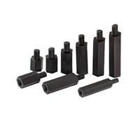 YAKUFAST 20-50pcs Male To Female M2 .5 M3 M4 White Black Pcb Nylon Standoff Spacer Column Plastic Spacing Screws(Black,15MM_M3 50PCS)