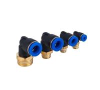 YAKUFAST 20pcs PL Elbow Pneumatic Fitting 1/4 3/8 1/2 1/8 Male Thread Air Quick Connector L Shape Push in Hose OD 6mm 8mm 10mm 12mm(PL10-02,500 pcs)