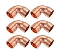 YAKUFAST 3-10Pcs 90 Degree Elbow Copper Pipe Fitting Short Turn Welding Connection 3/8 1/2 Inch ID Copper End Feed Solder Air Conditioner(22 x 22mm,6Pcs)