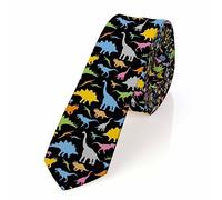Yakuna Fox Men's Tie Men's Necktie Tie for Men Wedding Holiday Party Blue, Colorful Dinosaur, 3.1 x 57.1 inches